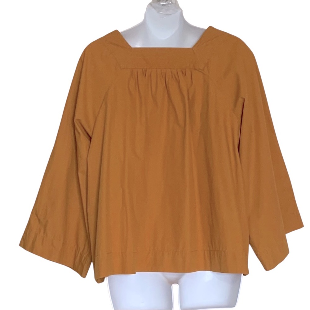Madewell Square Neck Mustard Yellow Blouse Top - Picture 6 of 9